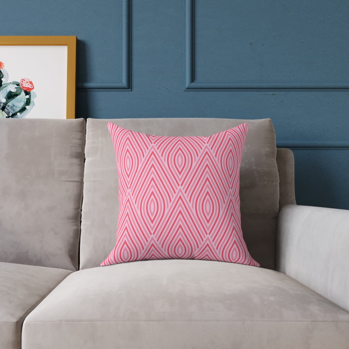 Pink Geometric Ikat Pattern Square Pillow | Decorative Throw Pillow