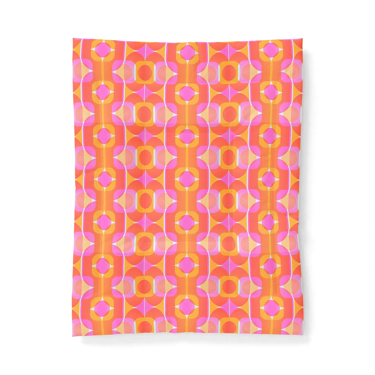Retro Geometric Pattern Cotton Comforter | Orange Pink Mid Century Bedspread