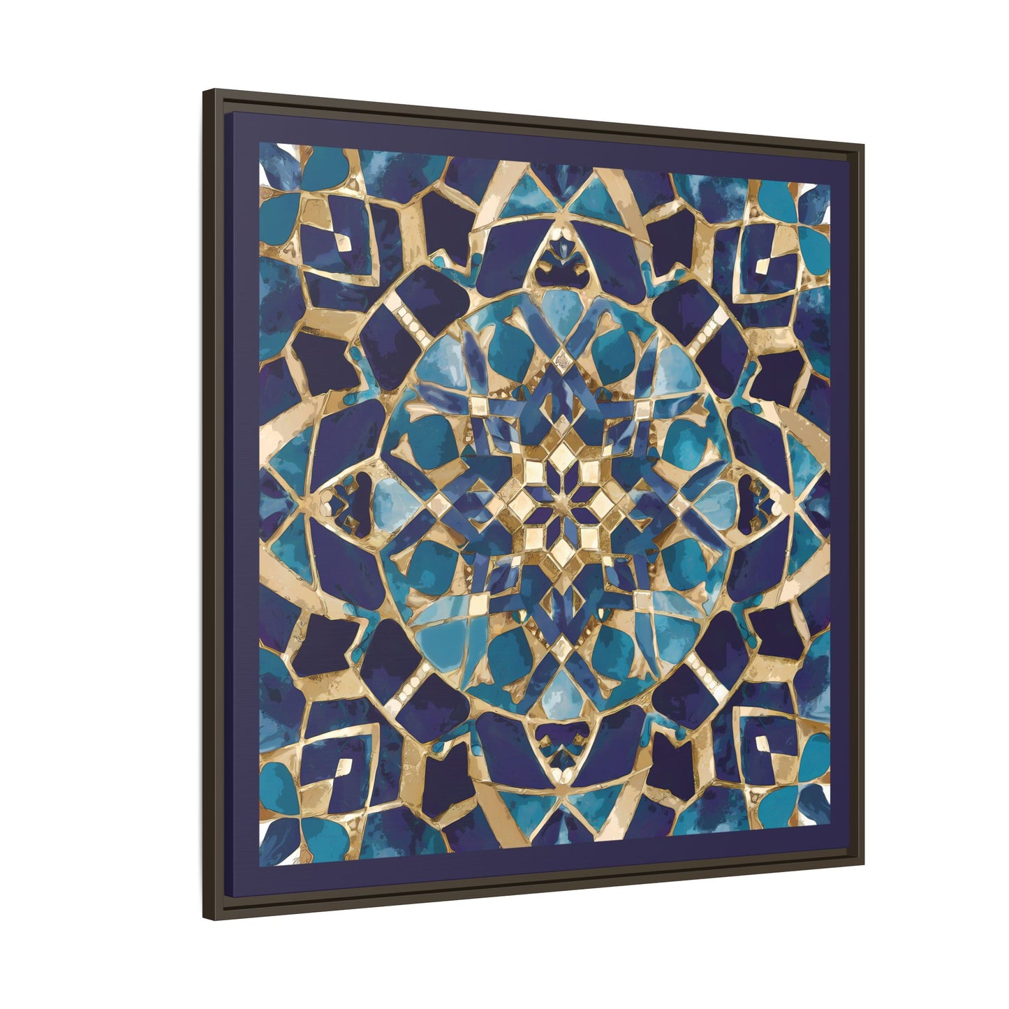 Framed Blue Moroccan Mosaic Wall Art — Matte Canvas Print