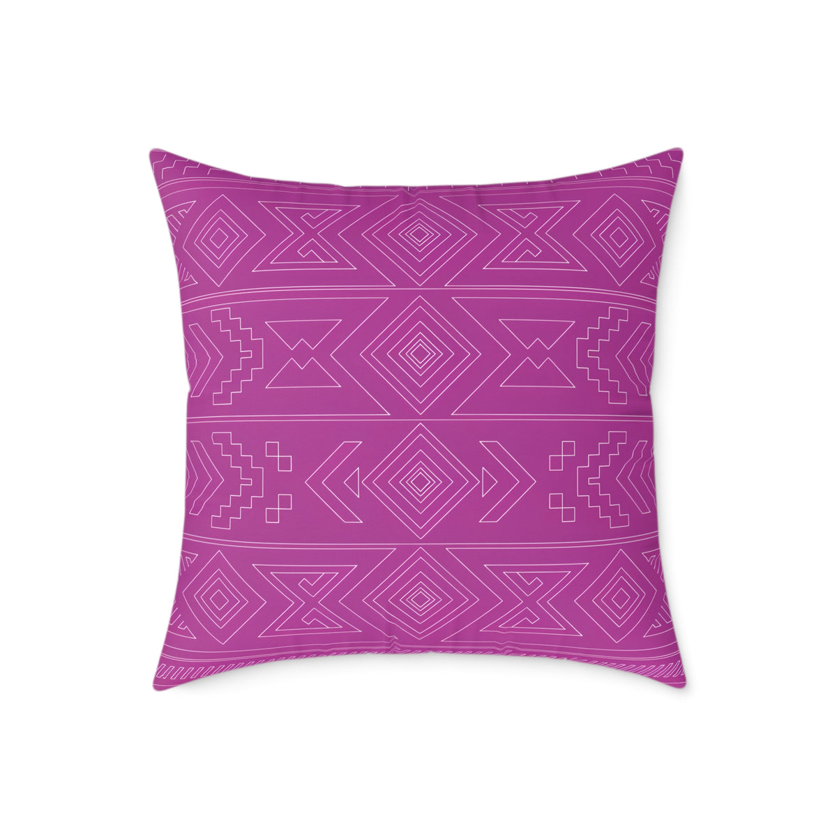 Geometric Aztec Pattern Square Poly Canvas Pillow | Magenta Tribal Throw Pillow