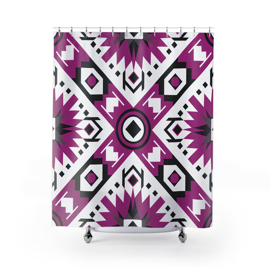 Bold Geometric Shower Curtains - Modern Bathroom Decor, Unique Gift for Home, Bohemian Style, Vibrant Colorful Design, Holiday Ready - LOLA VEGAS ART
