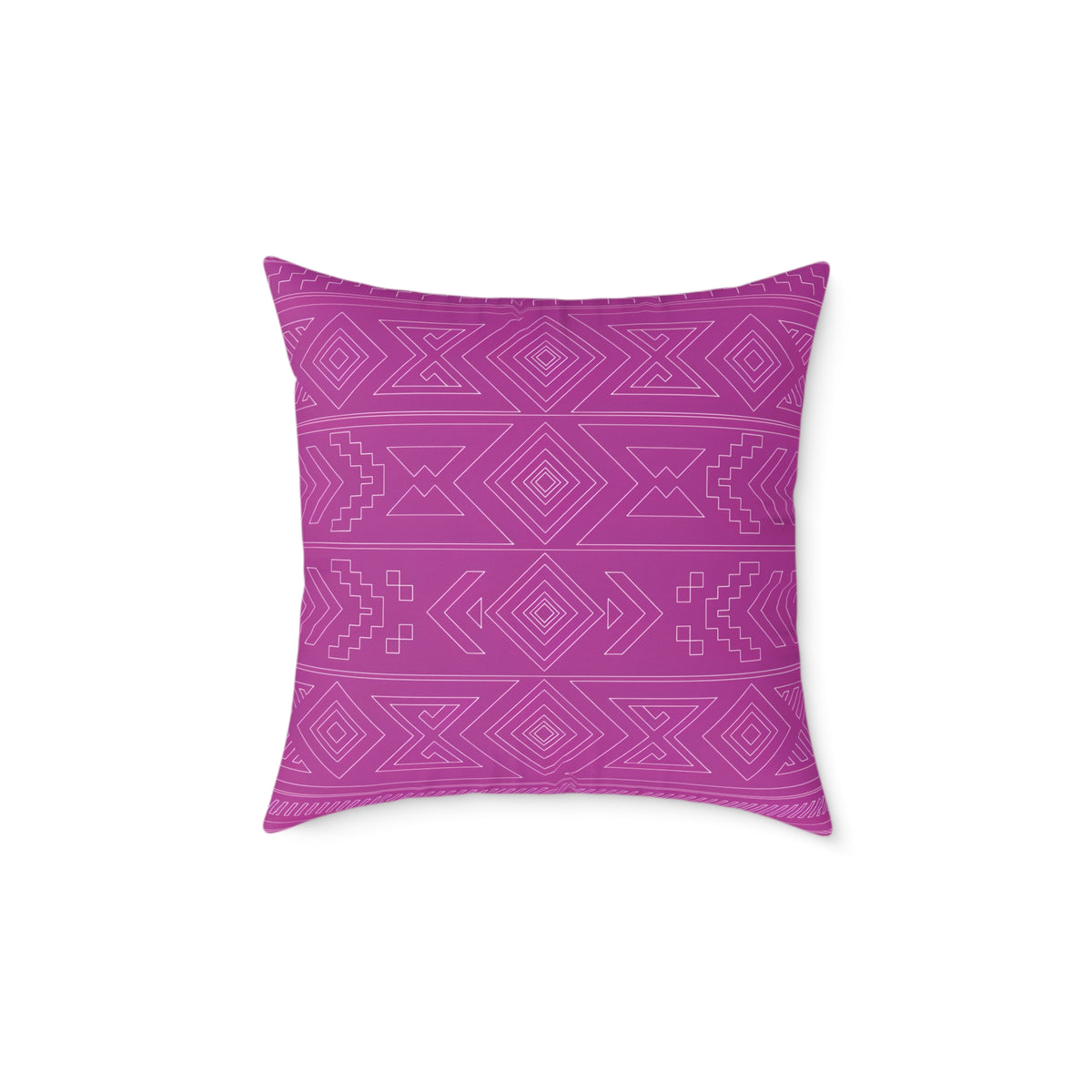 Geometric Aztec Pattern Square Poly Canvas Pillow | Magenta Tribal Throw Pillow