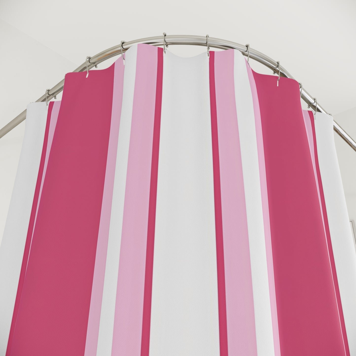Pink Vertical Stripes Shower Curtain | Hot Pink, Light Pink & White