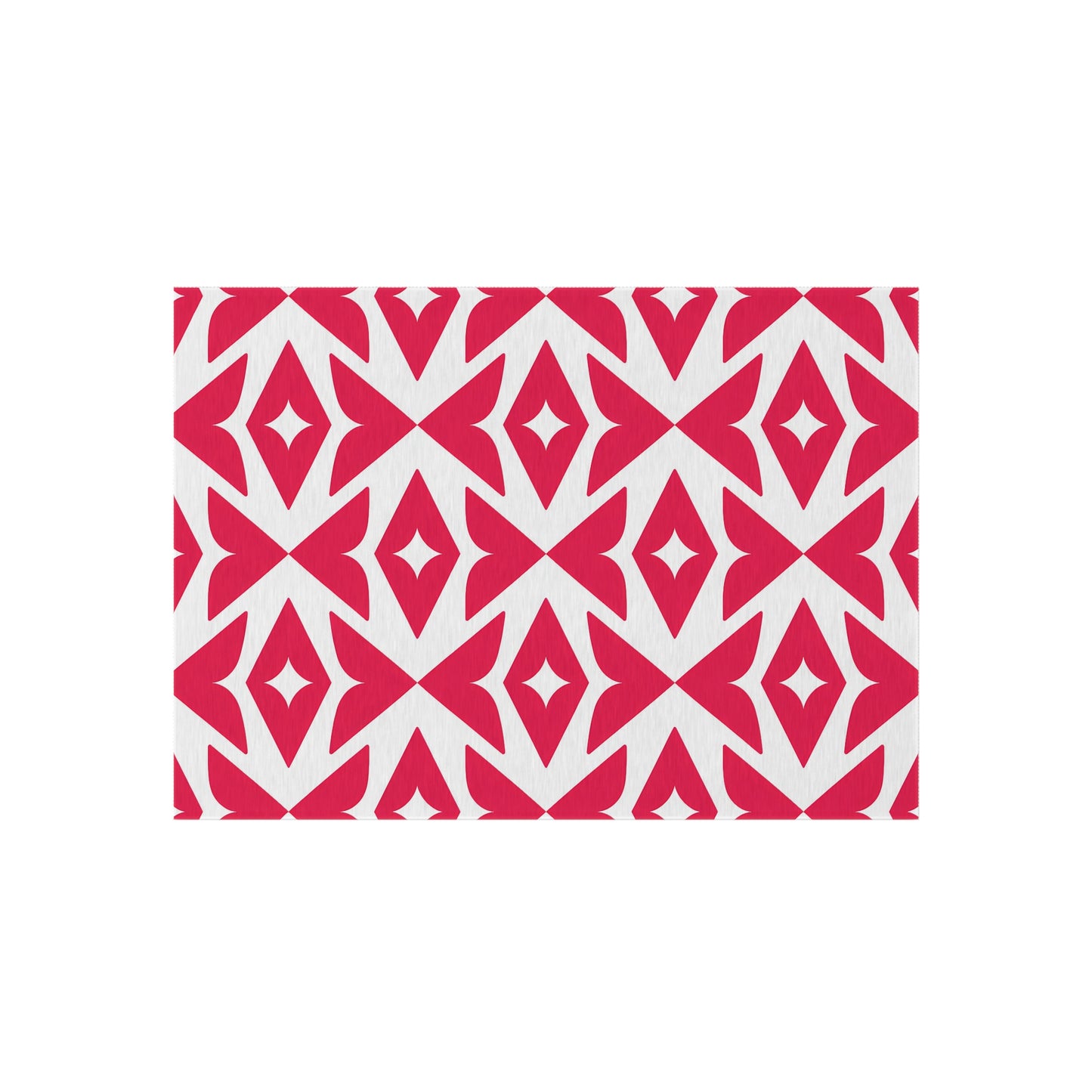 Rosey-Red Geometric Diamond Pattern Outdoor/Indoor Rug | Modern Patio Mat