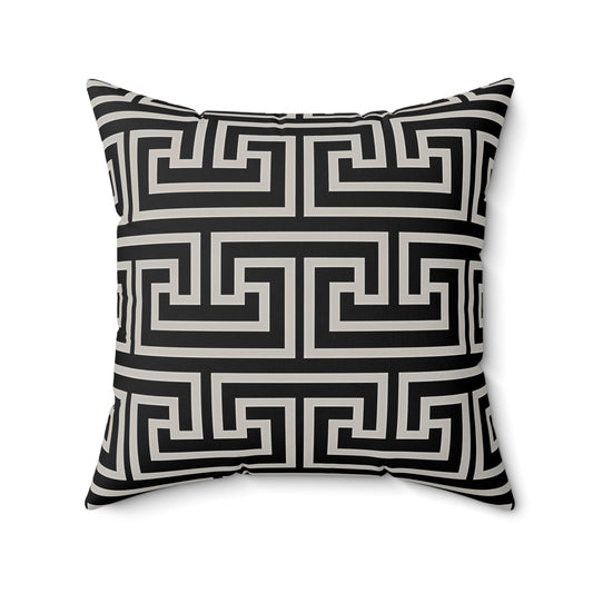 Chic Black Geometric Square Pillow, Modern Home Decor, Accent Cushion, Stylish Throw Pillow, Living Room Decor, Gifts for Him or Her