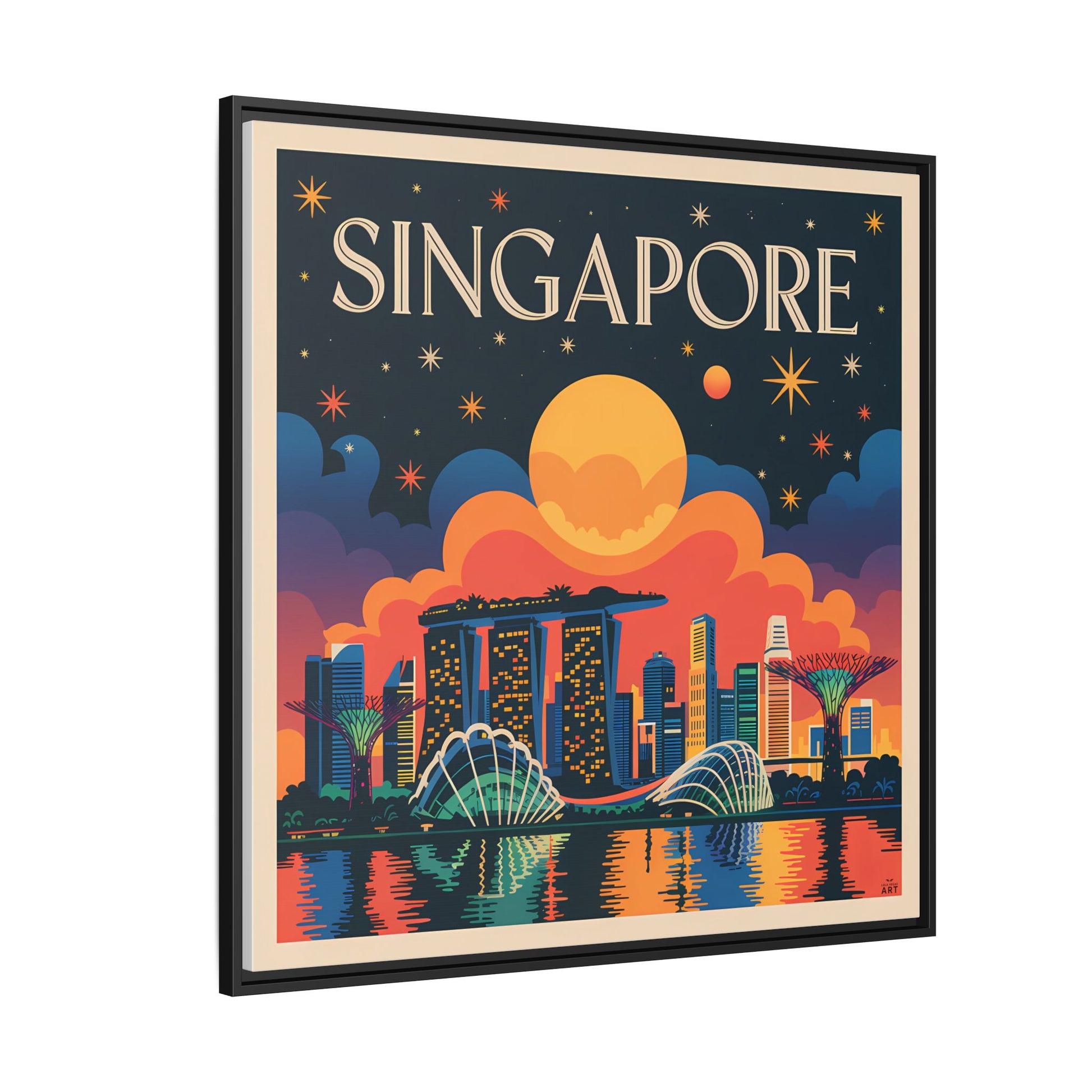 Framed Wall Art Print - Vibrant Singapore Skyline Decor, Colorful Home Decor, Gift for Travelers, Modern Art, Wall Decoration - LOLA VEGAS ART