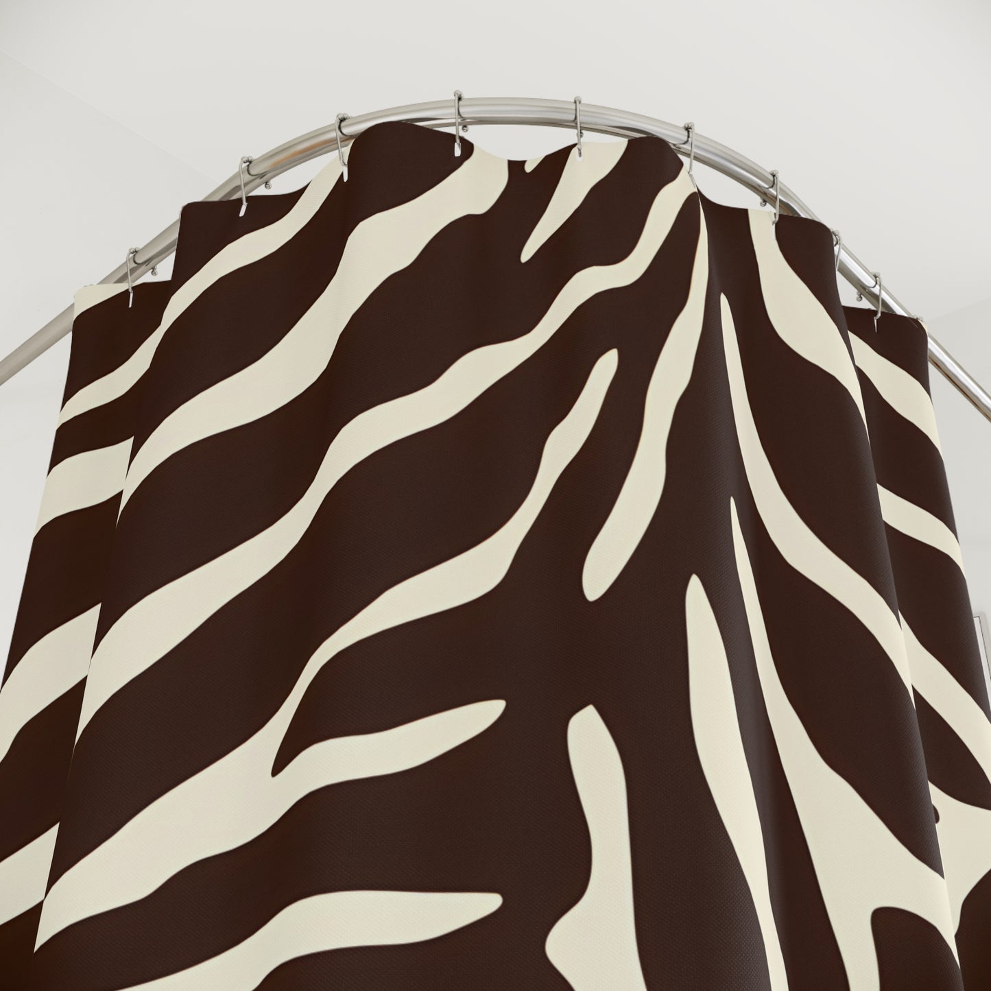 Zebra Stripe Shower Curtain, Brown & White Bathroom Decor, Glam Luxury Bath Curtain, Animal Print Bathroom Accessories, Safari Theme Home