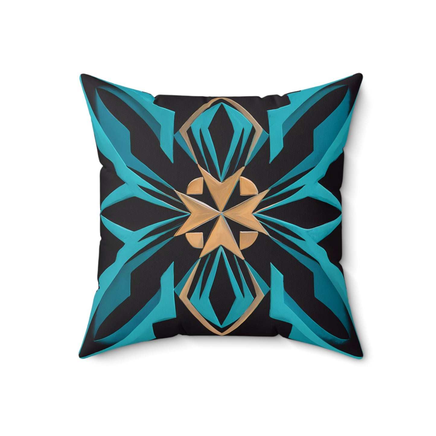 Art Deco Square Pillow, Turquoise Black Gold Retro Glam Hollywood Regency Home Decor, Throw Cushion Cover, Decorative Accent, Unique Gift