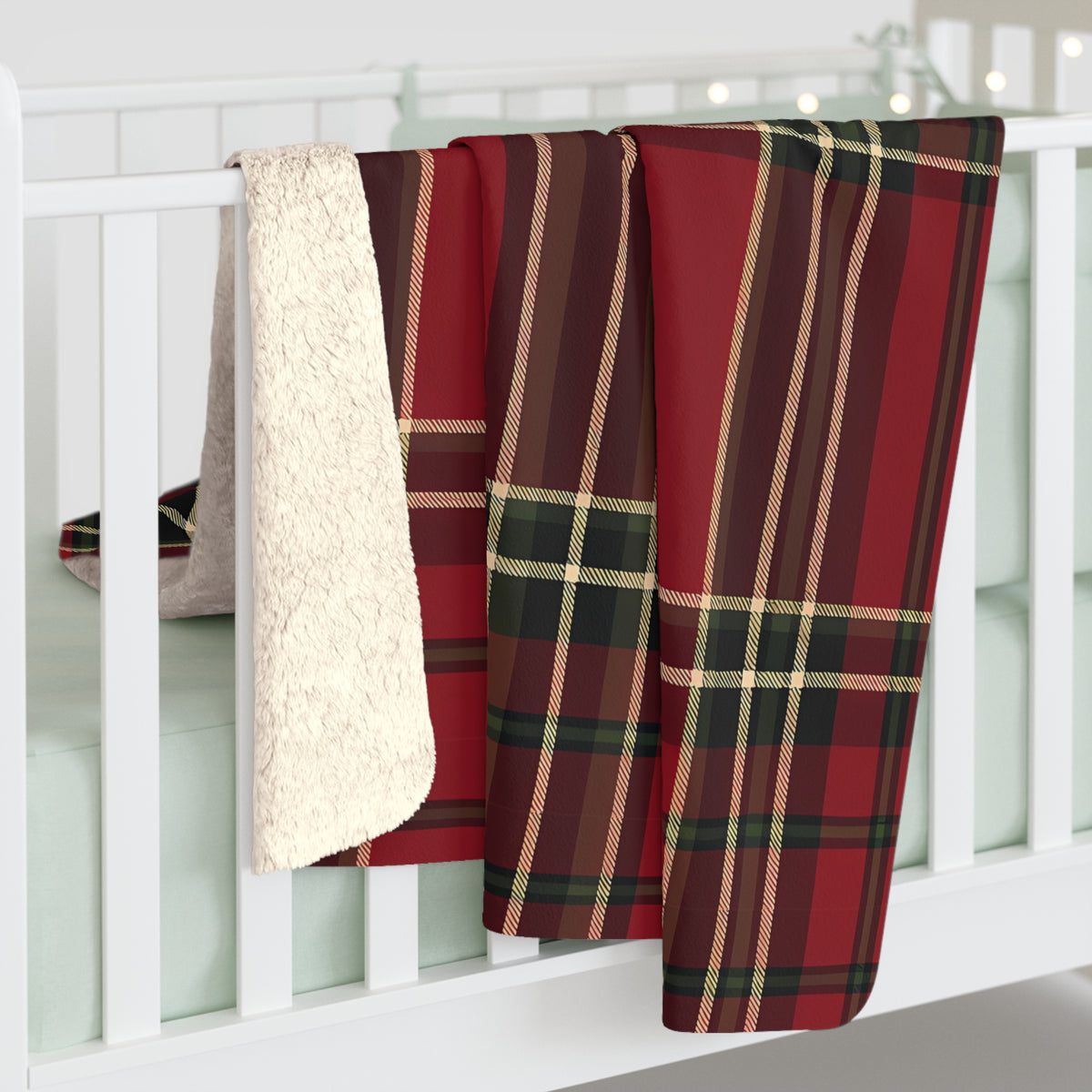 Red Plaid Tartan Sherpa Blanket | Cozy Holiday Throw