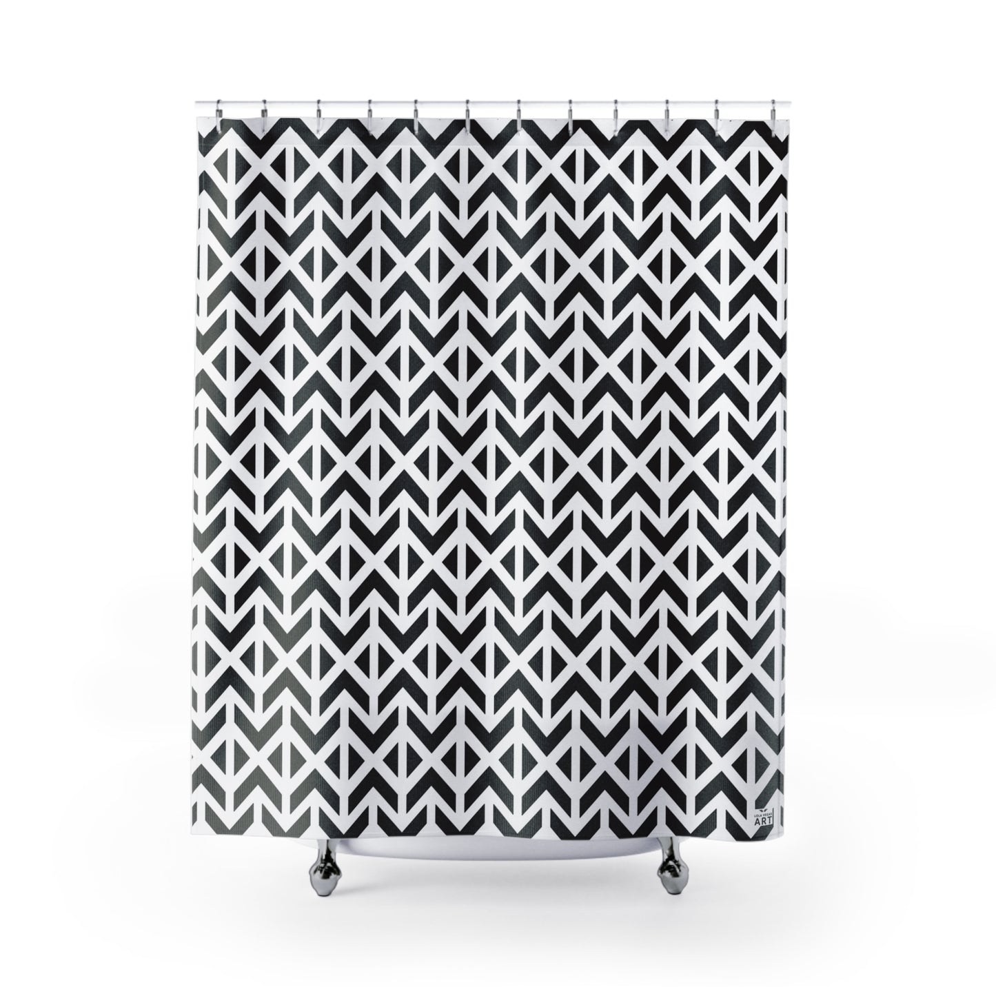 Black White Chevron Geometric Shower Curtain | Modern Bathroom Decor