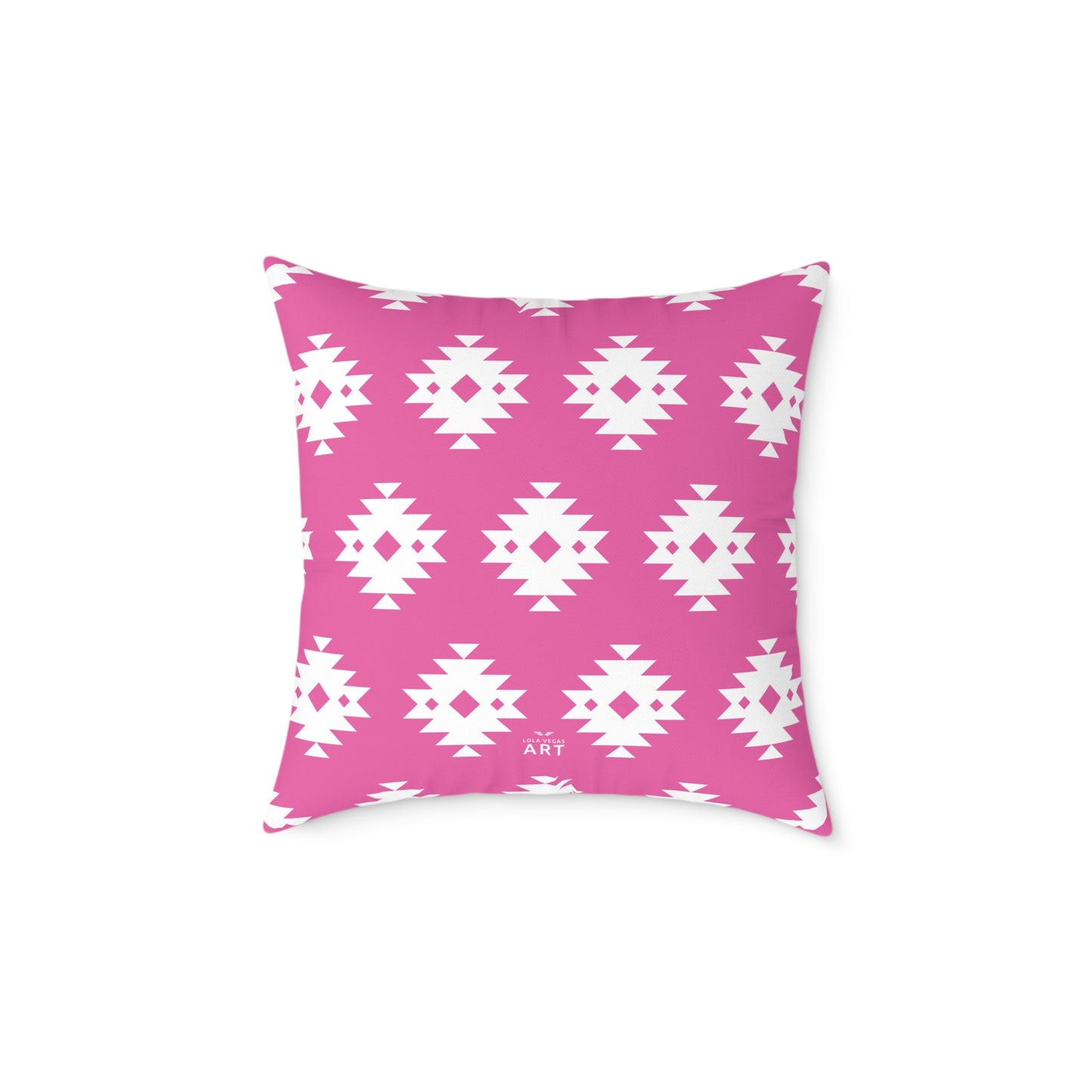 Pink White Boho Aztec Diamond Pattern Pillow | Square Throw Pillow
