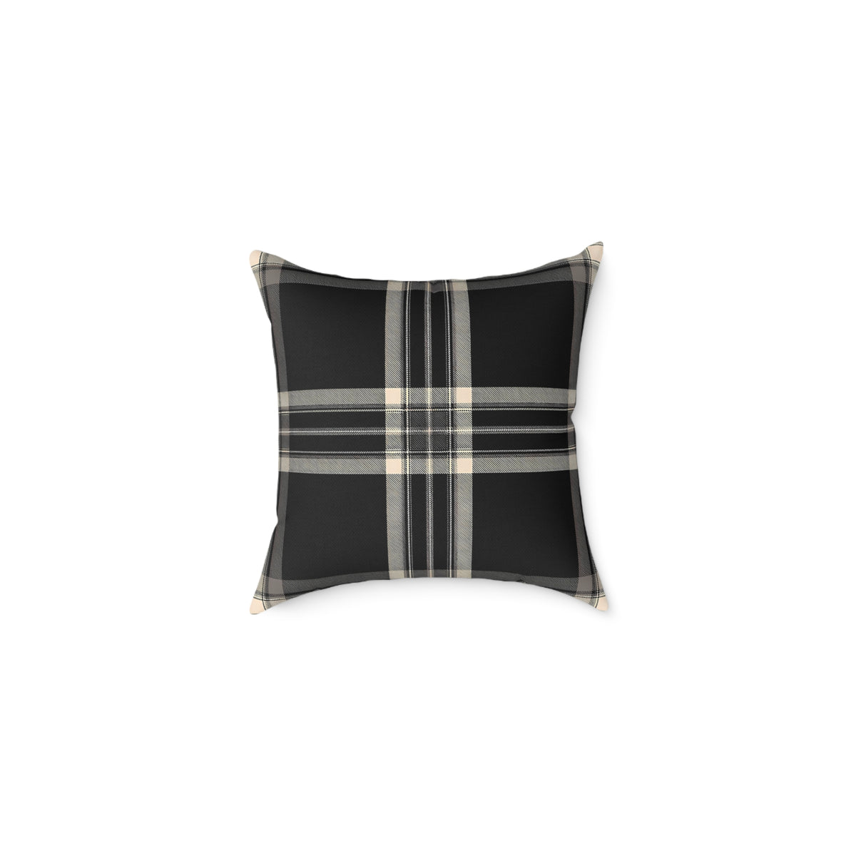 Black Gray Beige Plaid Square Poly Canvas Pillow | Buffalo Check Throw Pillow