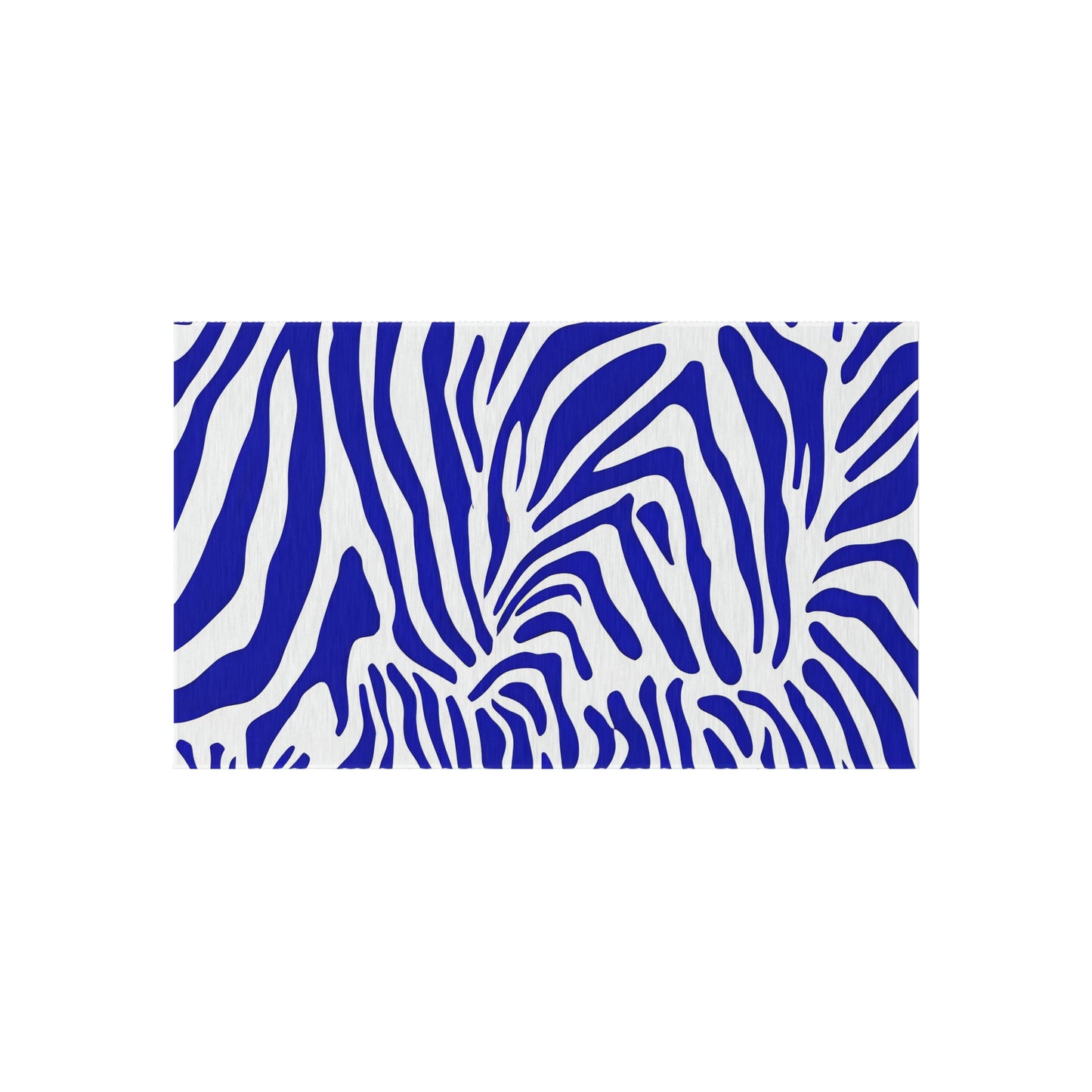 Blue White Zebra Print Outdoor/Indoor Rug | Bold Animal Stripe Patio Mat