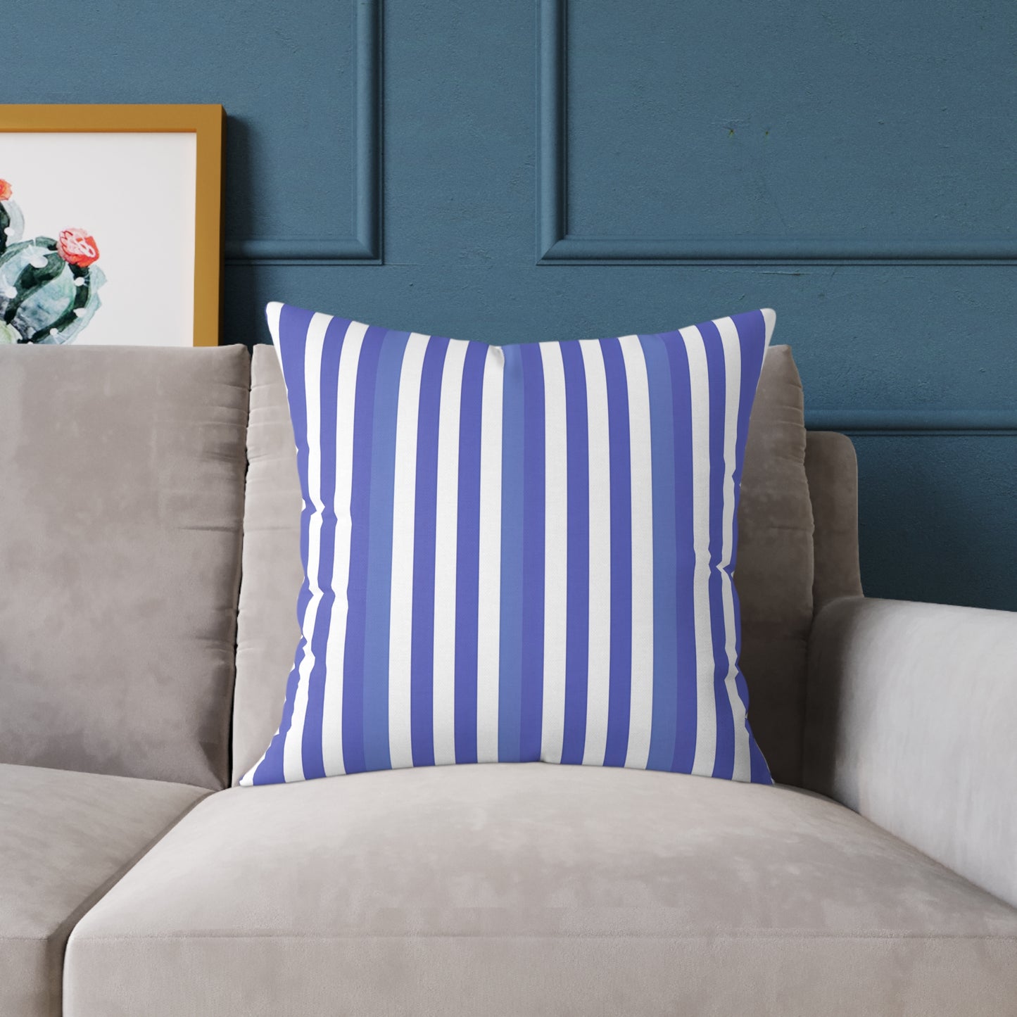 Periwinkle Purple White Vertical Stripe Pillow | Coastal Nautical Cushion Cover