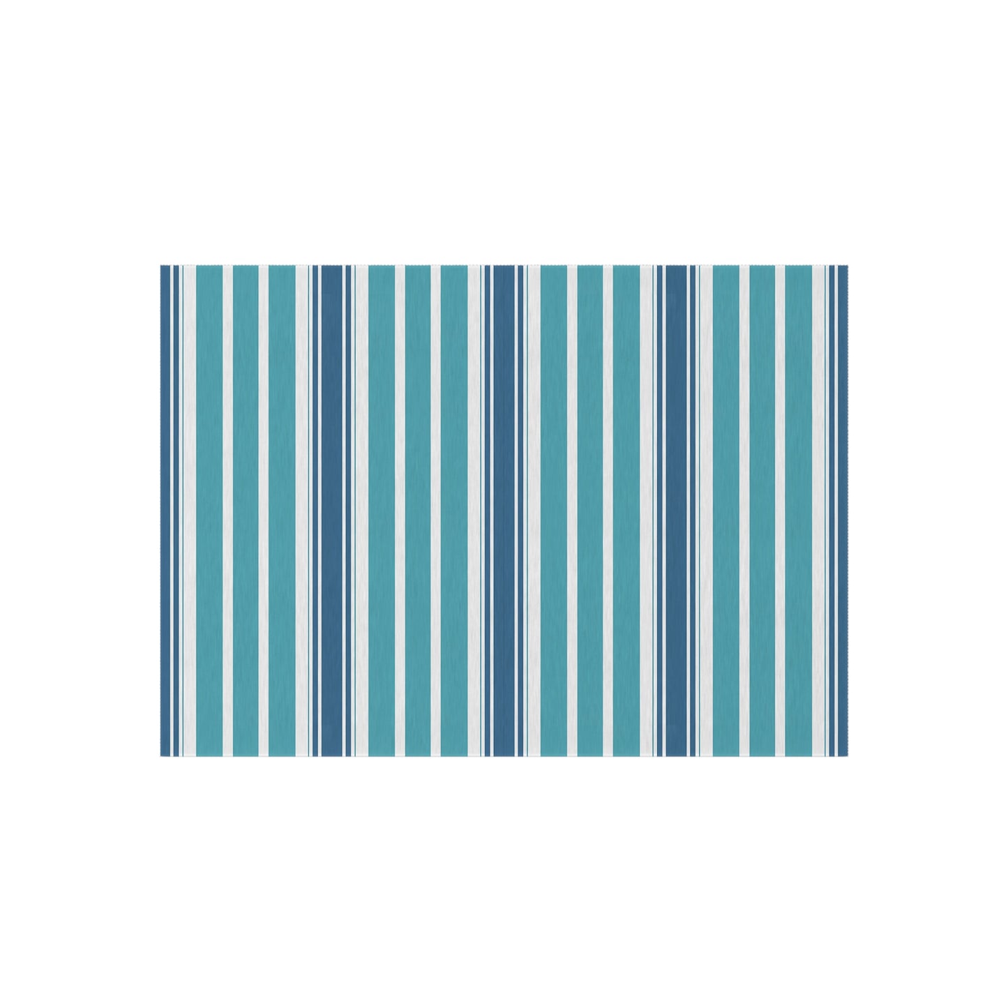 Blue Teal White Stripe Outdoor/Indoor Rug | Patio Deck Mat