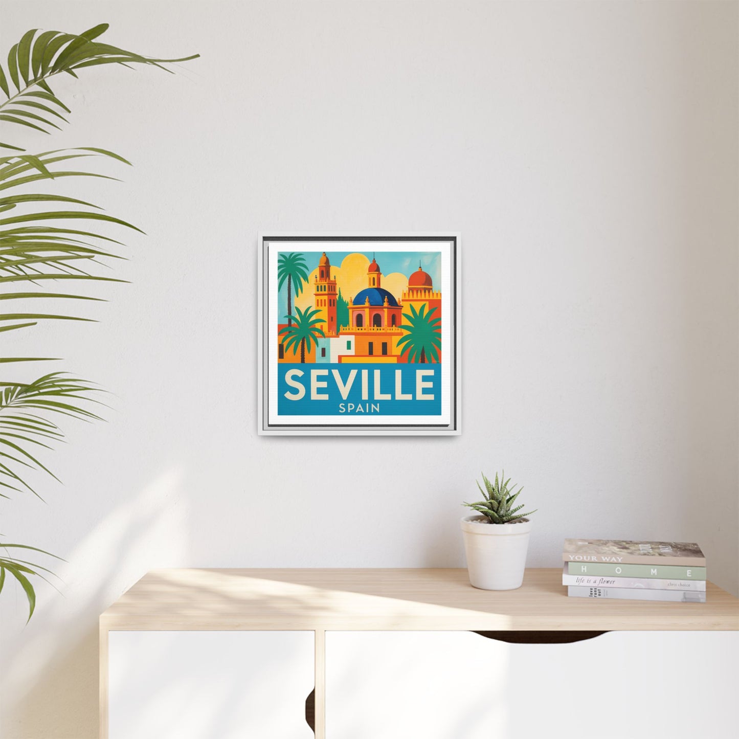 Seville Spain Vintage Travel Look Matte Canvas Wall Art Framed