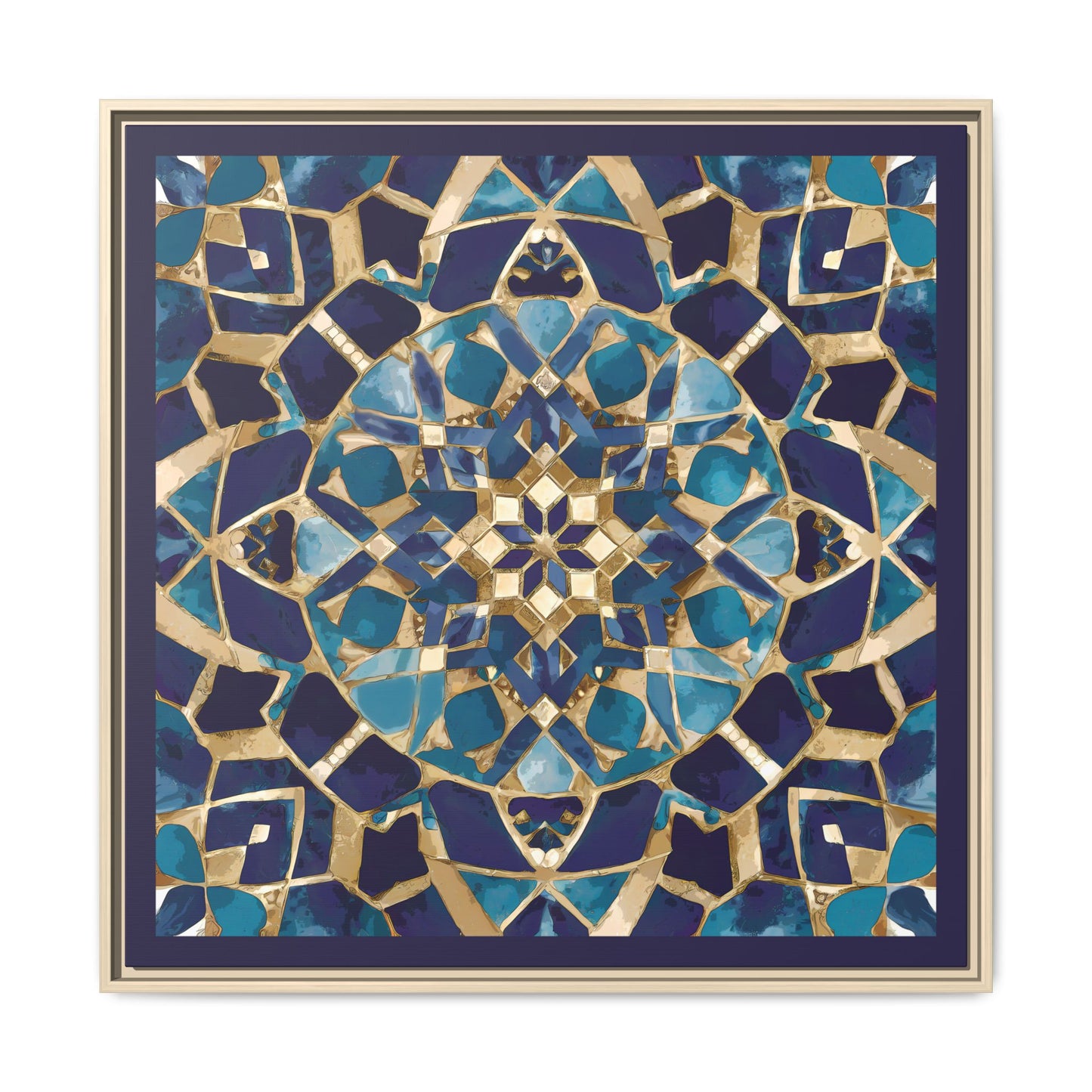 Framed Blue Moroccan Mosaic Wall Art — Matte Canvas Print