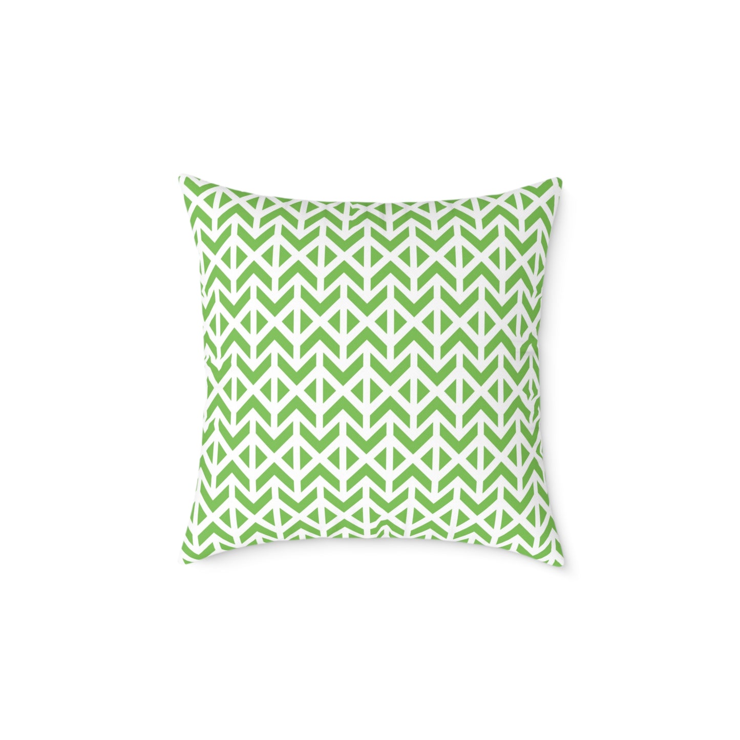 Green Geometric Arrow Pattern Pillow | Square Poly Canvas Pillow