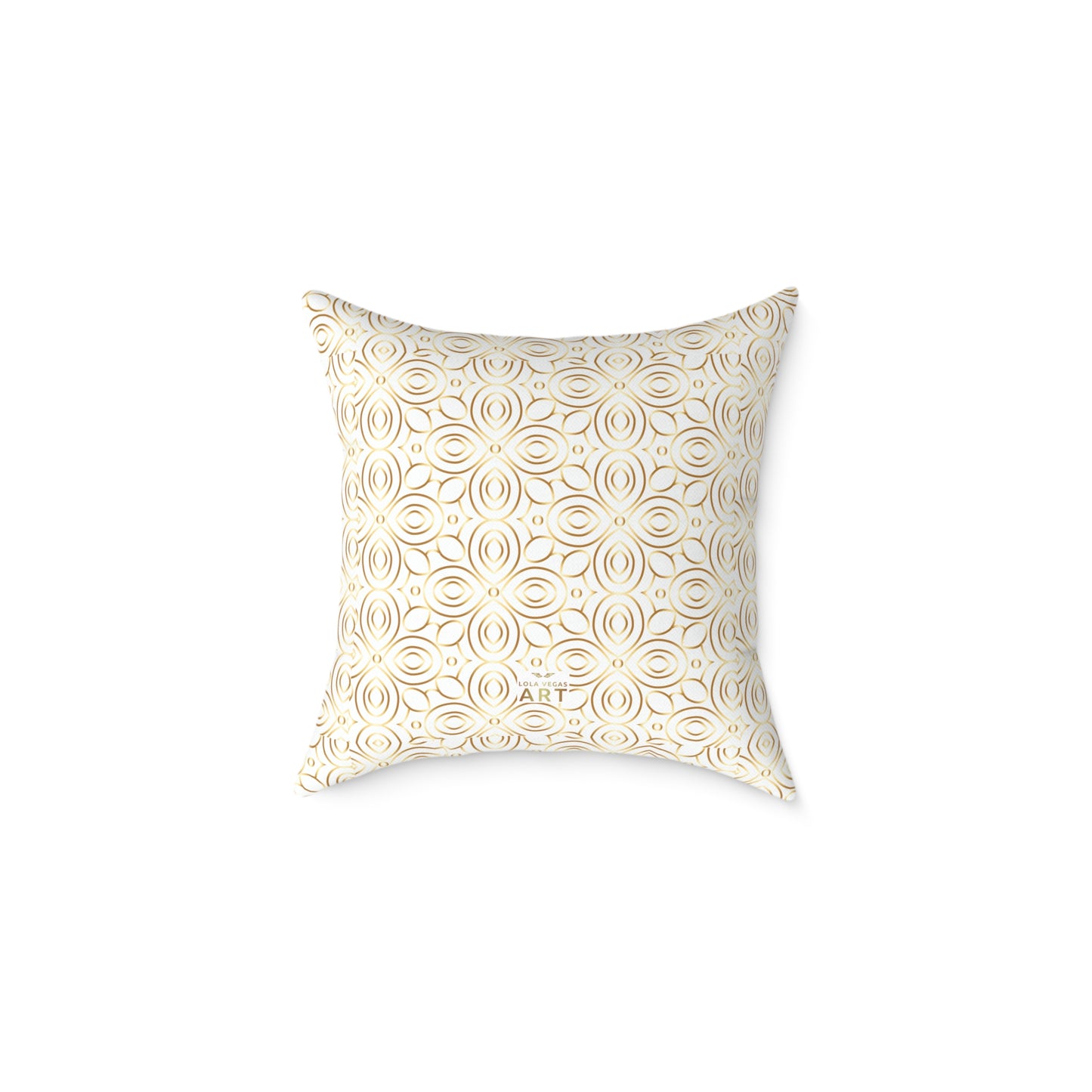 Neutral Floral Medallion Square Poly Canvas Pillow | Beige Boho Pattern