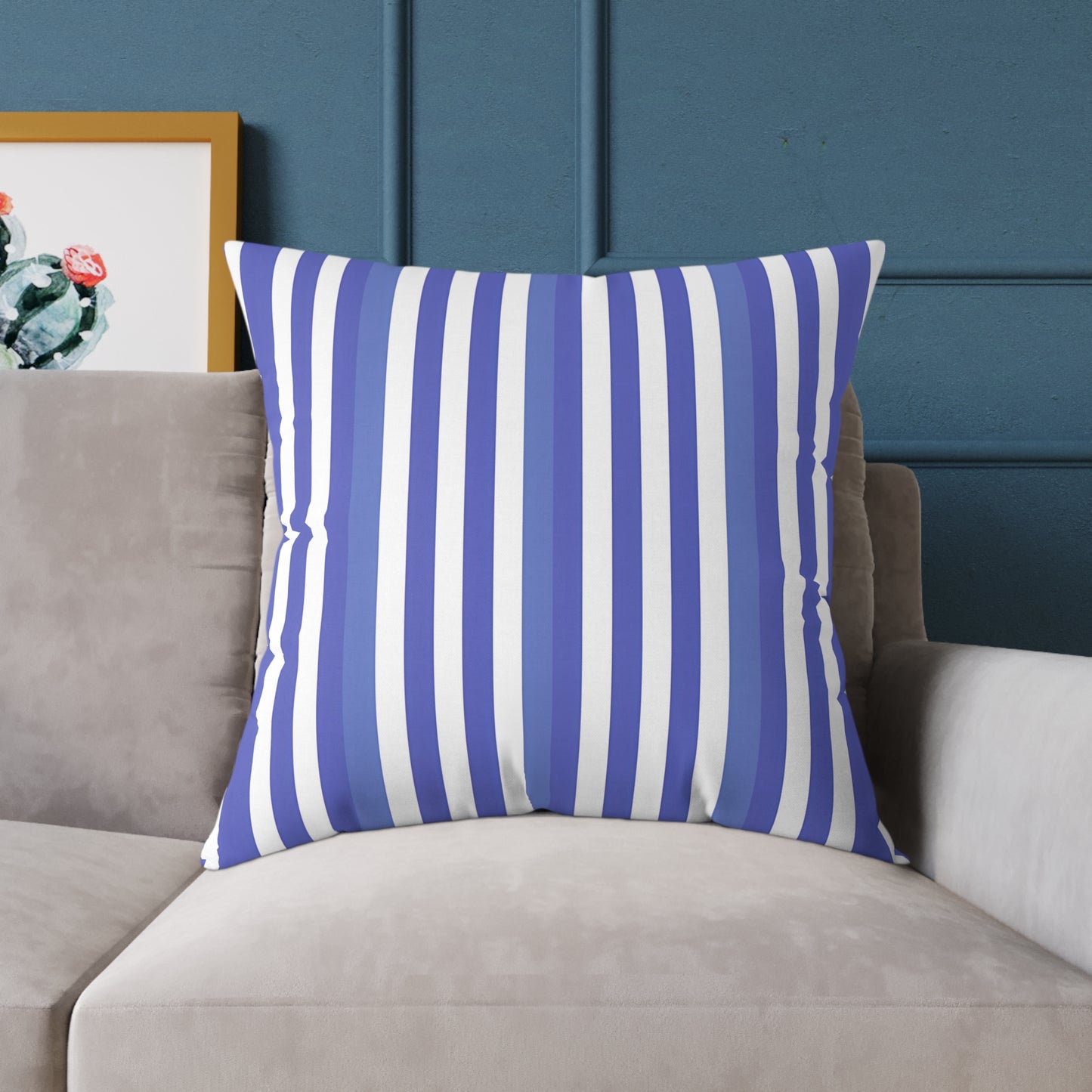 Periwinkle Purple White Vertical Stripe Pillow | Coastal Nautical Cushion Cover