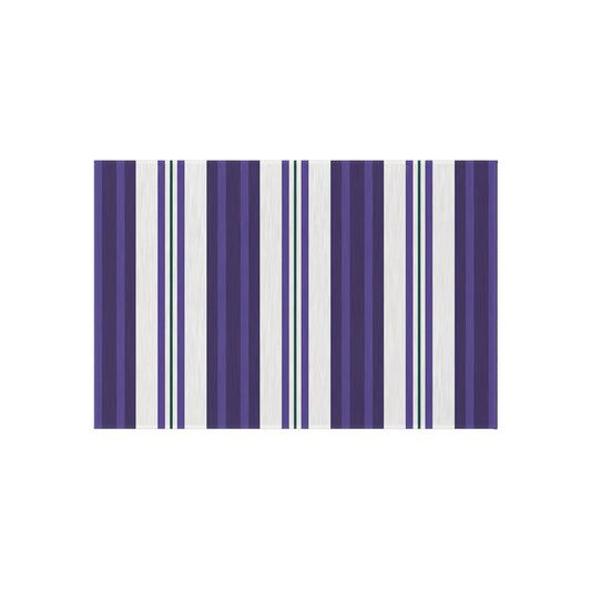 Purple White Stripe Pattern Outdoor/Indoor Rug | Coastal Patio Mat