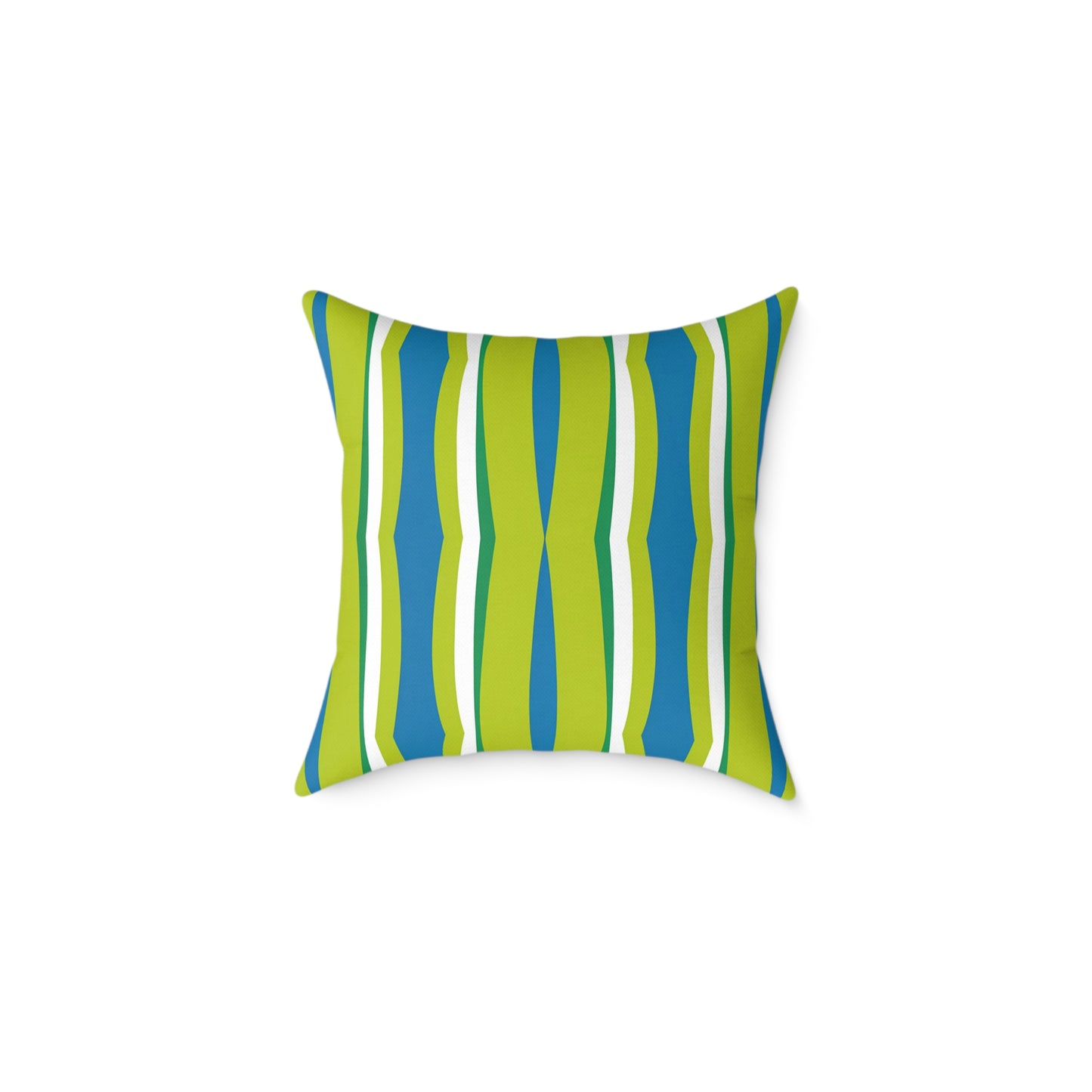 Green Blue Wavy Stripes Square Pillow | Modern Geometric Throw Pillow