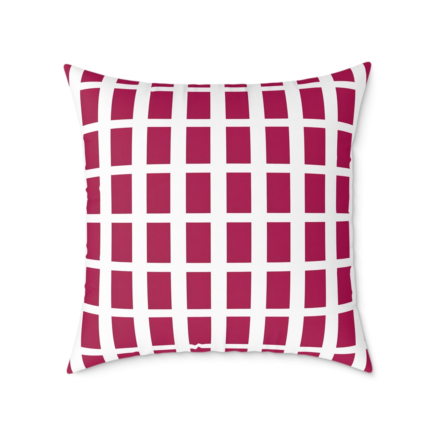 Maroon Grid Pattern Pillow | Square Throw Pillow, Modern Geometric Cushion
