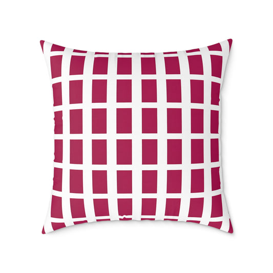Maroon Grid Pattern Pillow | Square Throw Pillow, Modern Geometric Cushion