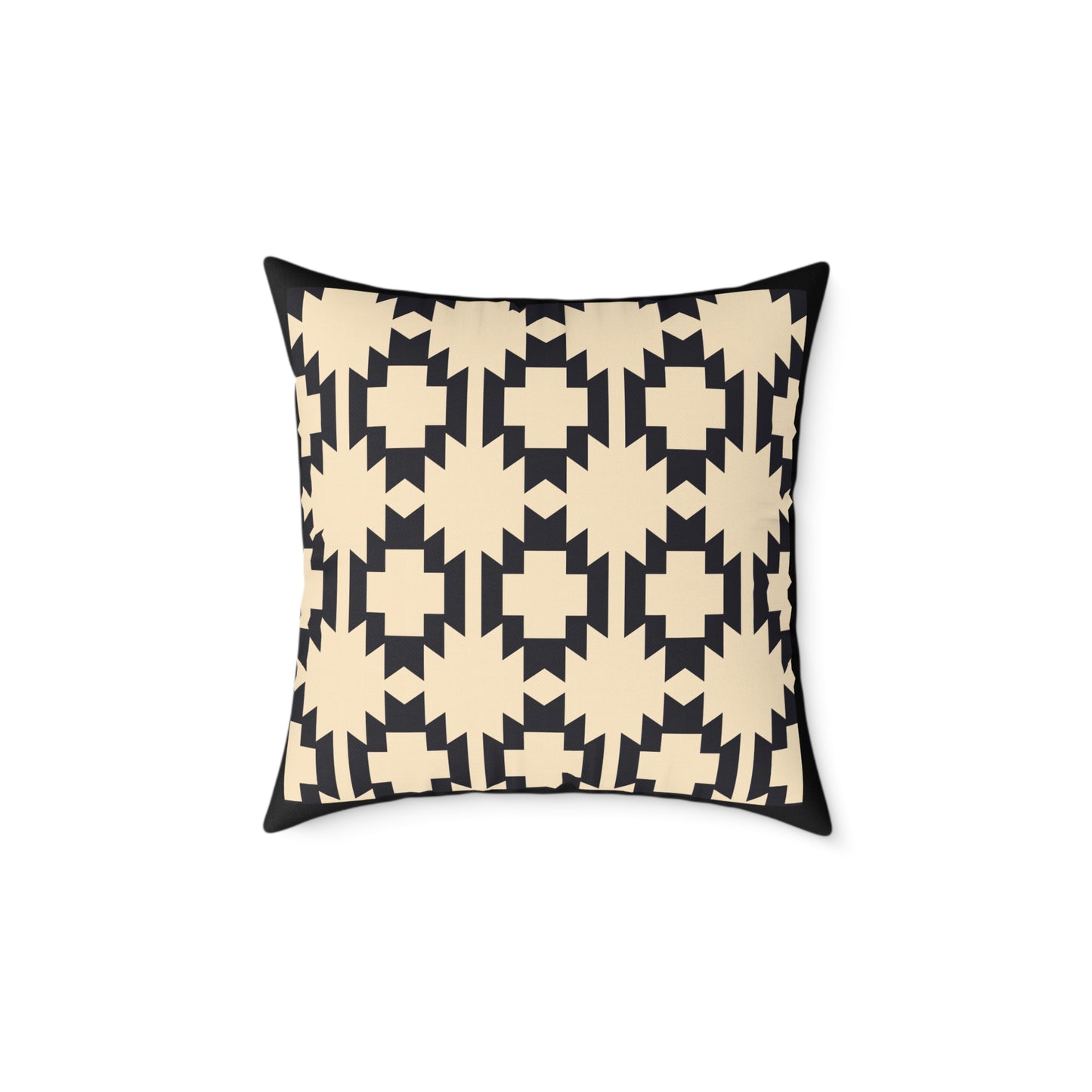 Geometric Aztec Pattern Square Pillow | Neutral Black Cream Throw Pillow