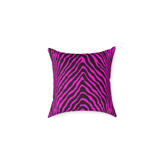 Hot Pink Zebra Print Pillow | Square Poly Canvas Pillow