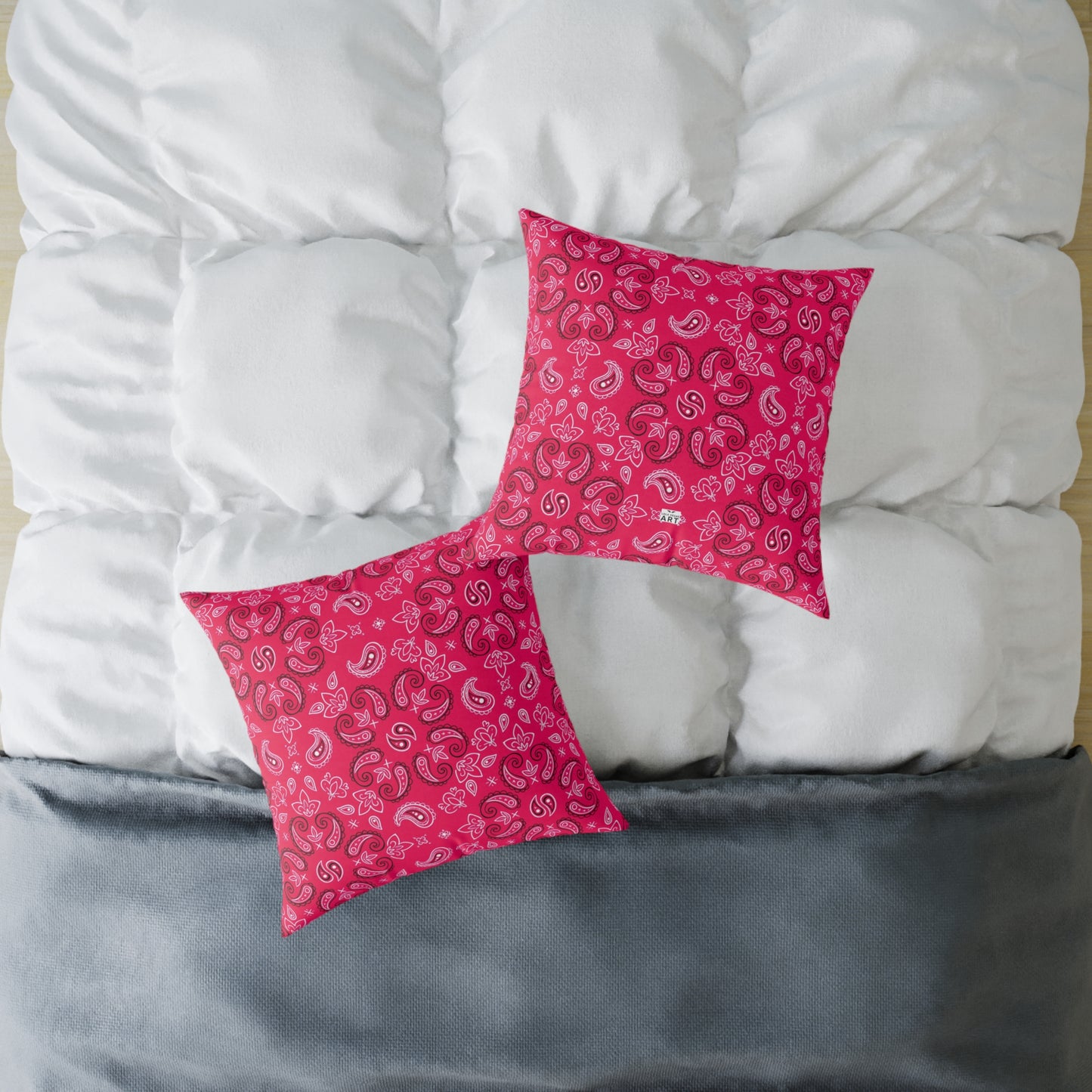 Red-Rose Paisley Pattern Pillow | Square Throw Pillow