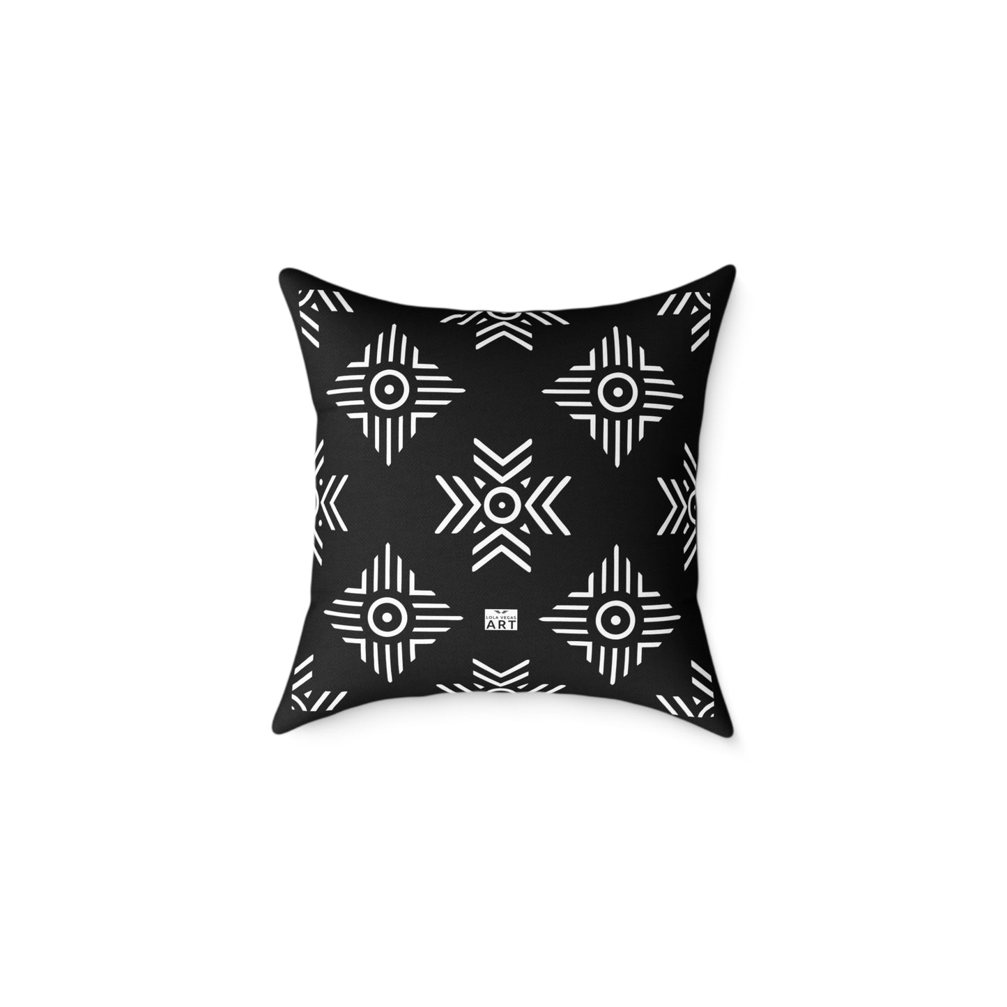 Geometric Black White Tribal Pattern Square Pillow | Poly Canvas Cushion