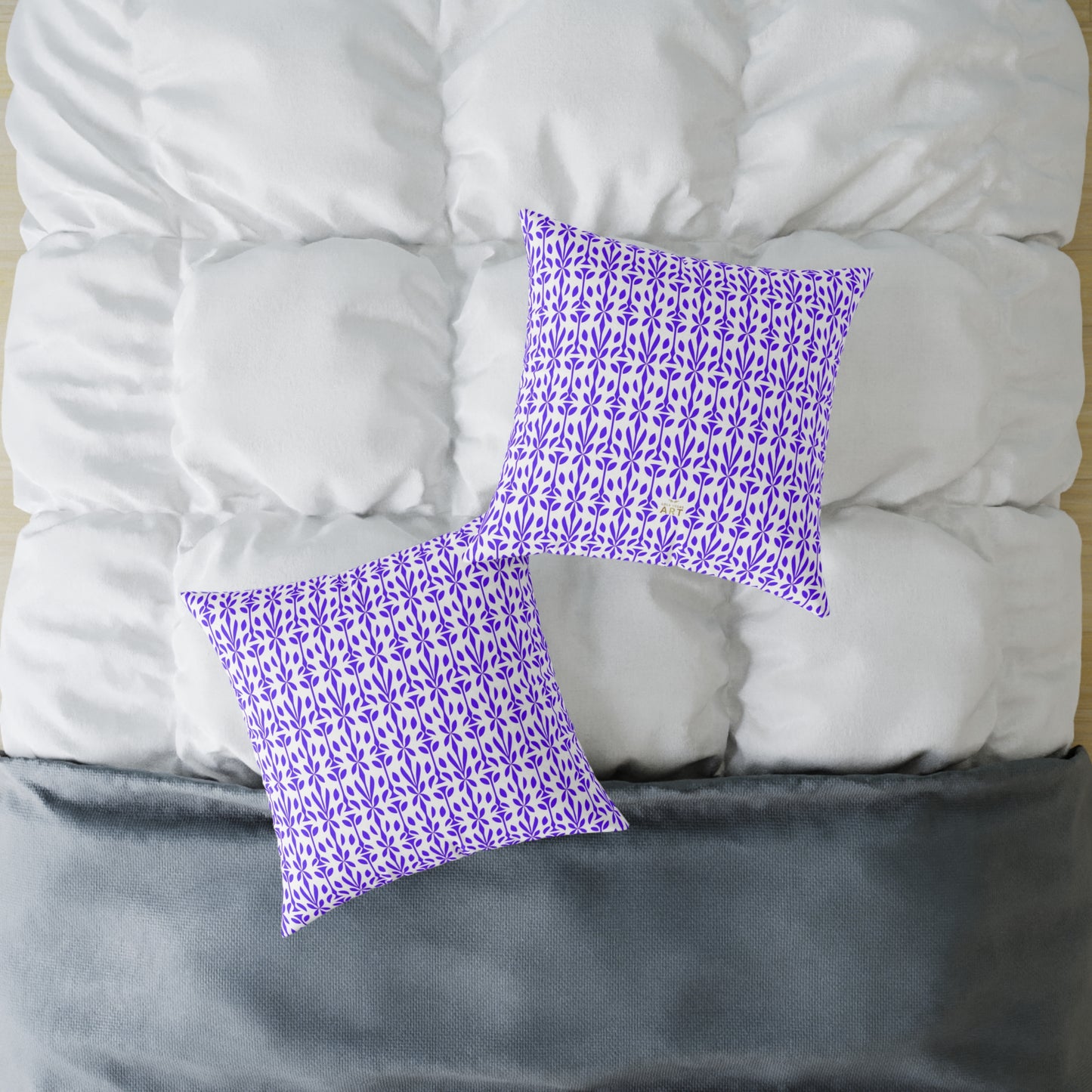 Purple Floral Tile Pattern Pillow | Geometric Boho Throw Pillow, Gift for Her, Decorative Throw Cushion, Boho Decor, Living Room Accent