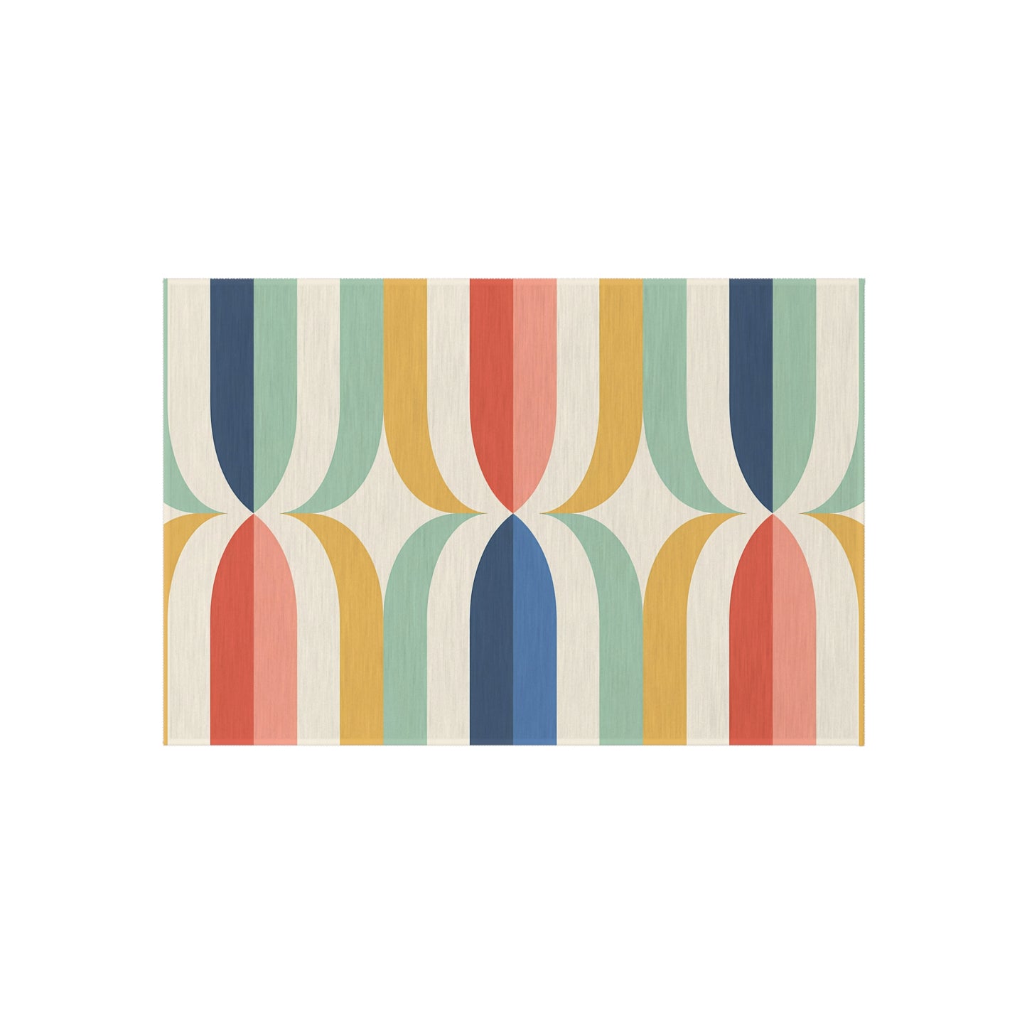 Mid Century Rainbow Arch Outdoor/Indoor Rug | Retro Geometric Patio Mat