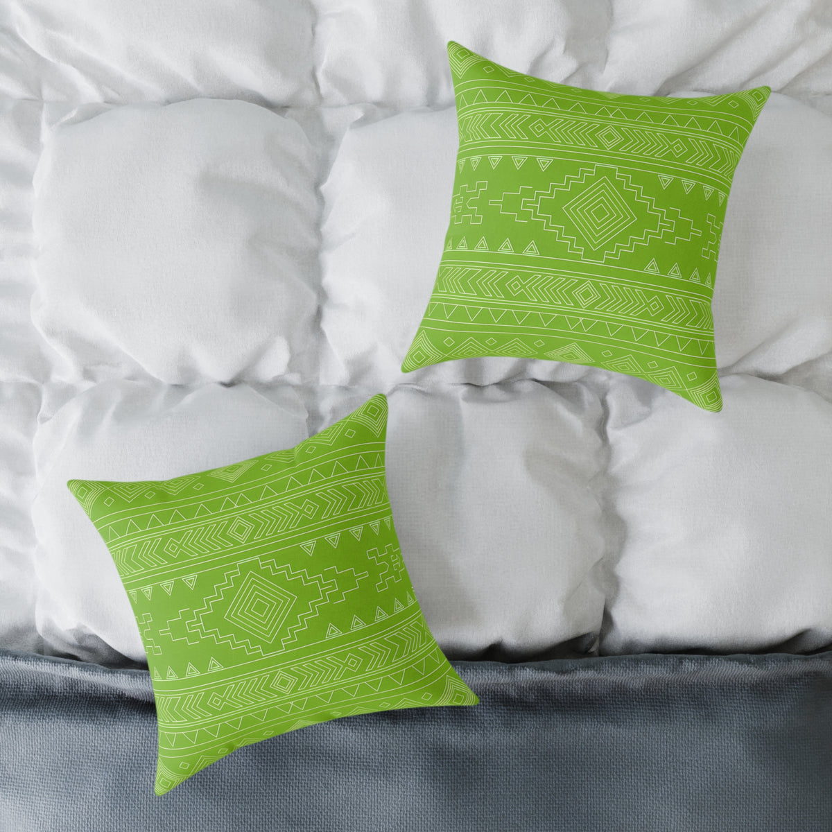 Lime Aztec Pattern Square Pillow | Poly Canvas Pillow