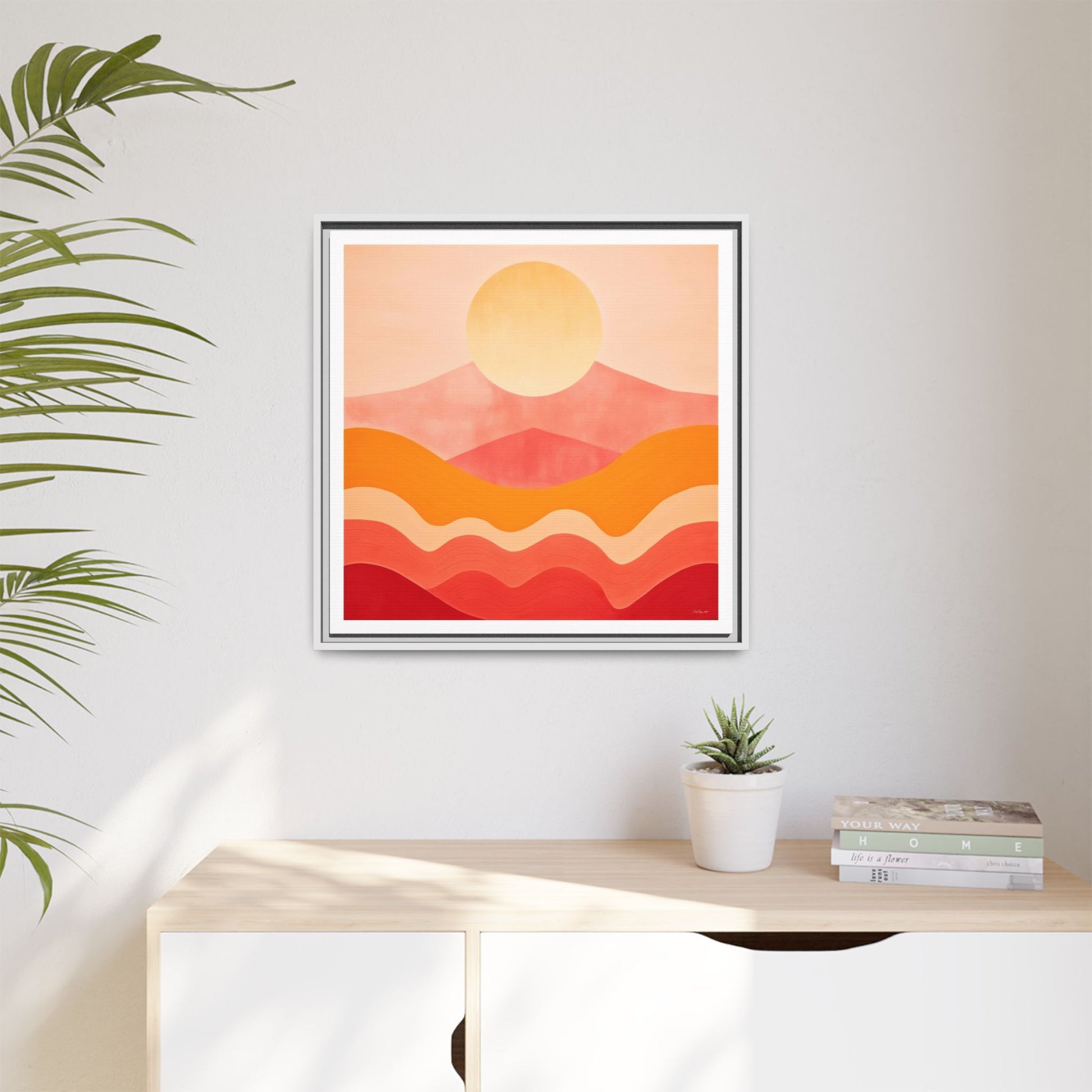Sunset Mountain Matte Canvas Art Print, Framed Wall Decor, Boho Home Decoration, Gift for Nature Lovers, Colorful Landscape - LOLA VEGAS ART