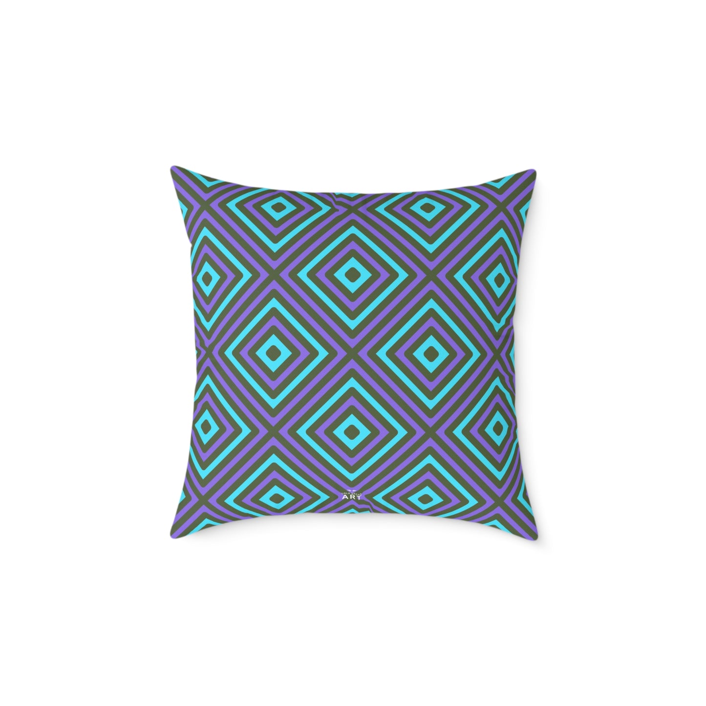 Teal & Purple Geometric Diamond Pattern Square Pillow | Modern Throw Pillow, Cozy Living Room, Stylish Bedroom Accent, Unique Gift Ideas