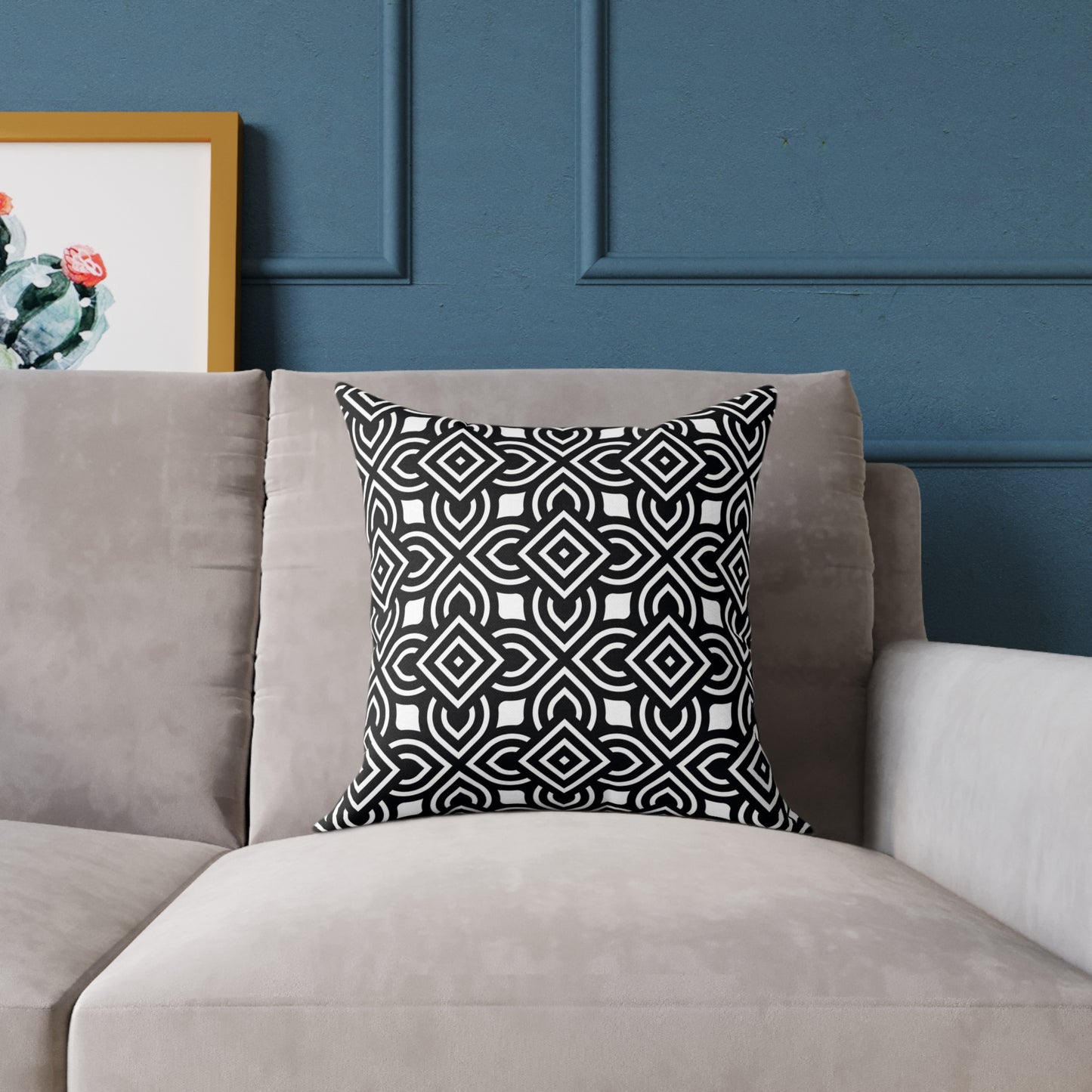 Black White Geometric Pattern Square Pillow | Modern Home Decor, Black and White Accent Cushion, Gift for Homeowners, Cozy Throw Pillow