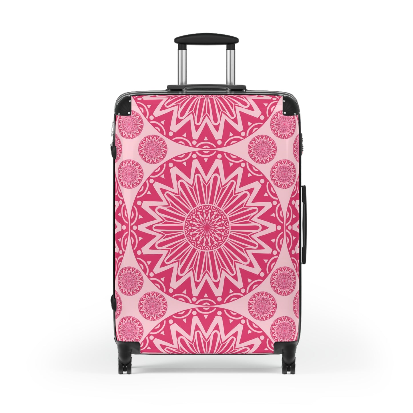 Pink Bohemian Mandala Suitcase, Stylish Luggage Cover for Travel, Unique Bag, Holiday Gift, Travel Accessory, Personalized Journey