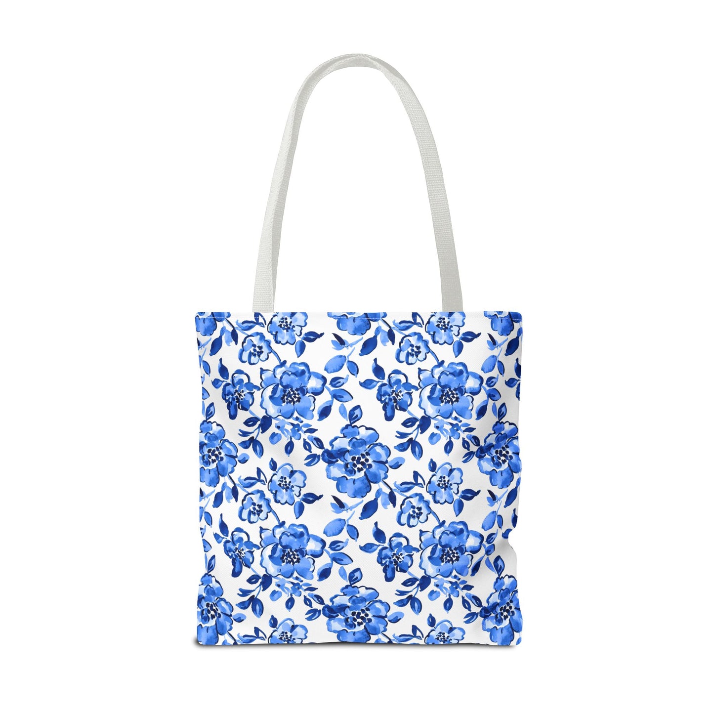 Blue Floral Tote Bag, Reusable Grocery Bag, Beach Bag, Shopping Tote, Gift for Her, Spring/Summer Accessory, Feminine Bag
