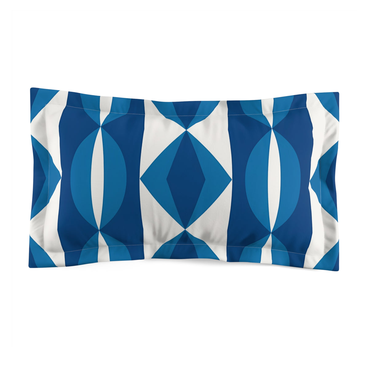 Blue Geometric Diamond Pattern Microfiber Pillow Sham | Mid-Century Modern