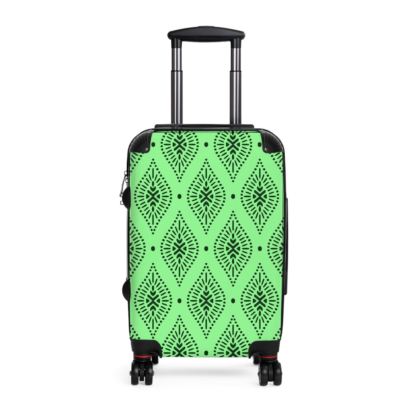 Lime Green and Black Moroccan Tile Pattern Suitcase | Boho Luggage Travel Accessory