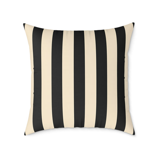 Black and Cream Vertical Stripe Square Pillow | Canvas Throw Pillow