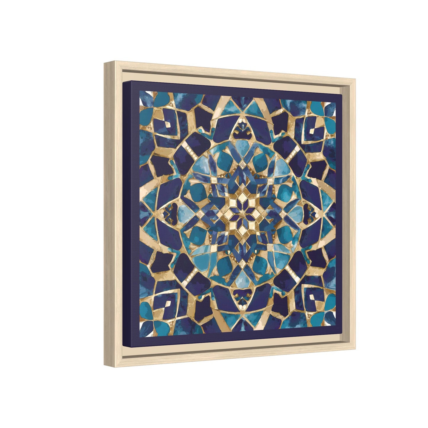 Framed Blue Moroccan Mosaic Wall Art — Matte Canvas Print