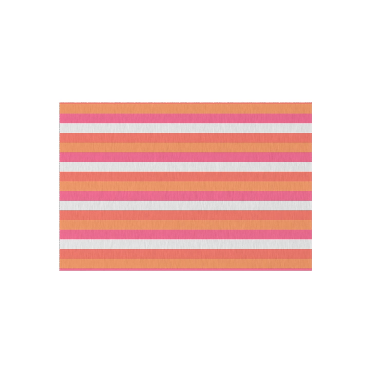 Coral Pink Striped Outdoor Rug | Patio Mat, Water-Resistant
