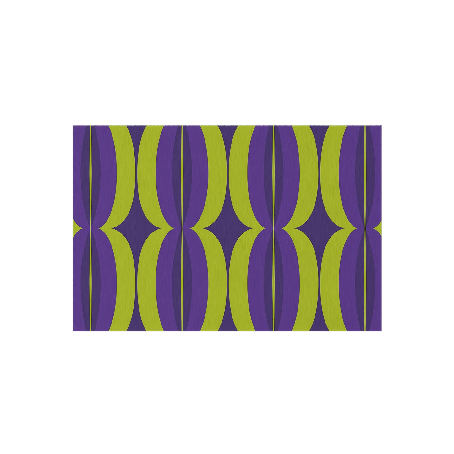 Green and Purple Mid-Century Geometric Outdoor/Indoor Rug | Retro Pattern Patio Mat