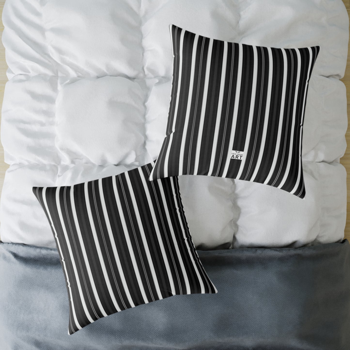 Black White Vertical Stripe Square Pillow | Modern Striped Cushion
