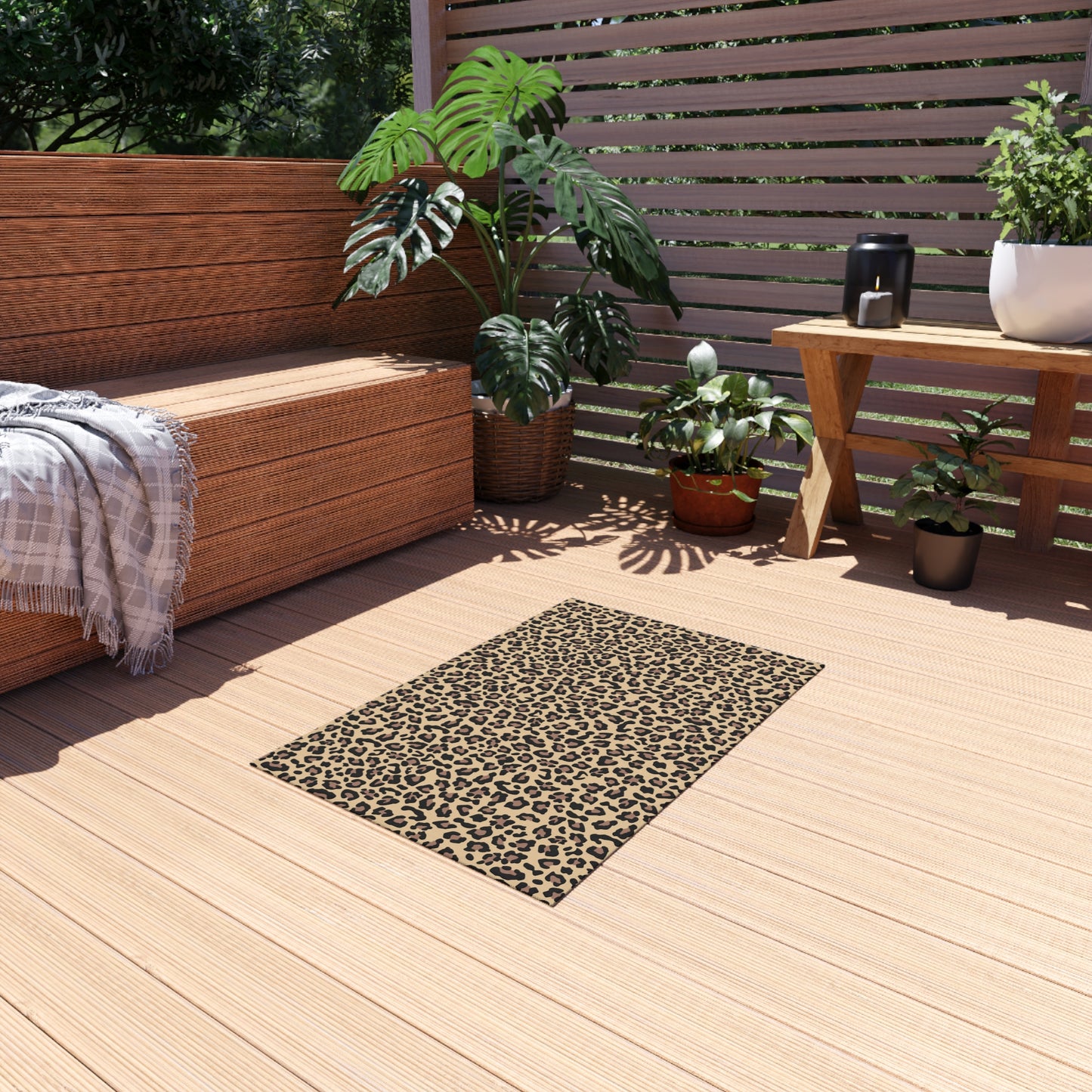 Chic Outdoor Rug - Leopard Print, Patio Decor, Garden Accessories, Porch Mat, Animal Print Rug, Boho Style Outdoor Area