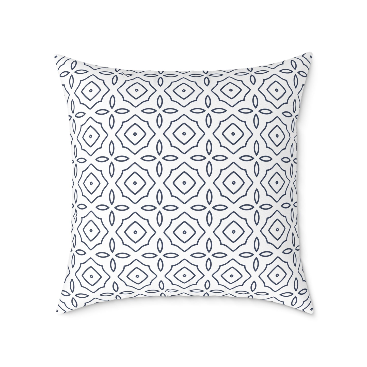 Geometric Tile Pattern Square Pillow | Blue White Moroccan Motif, Decorative Cushion, Home Decor Accent, Gift for Housewarming, Sofa Decor
