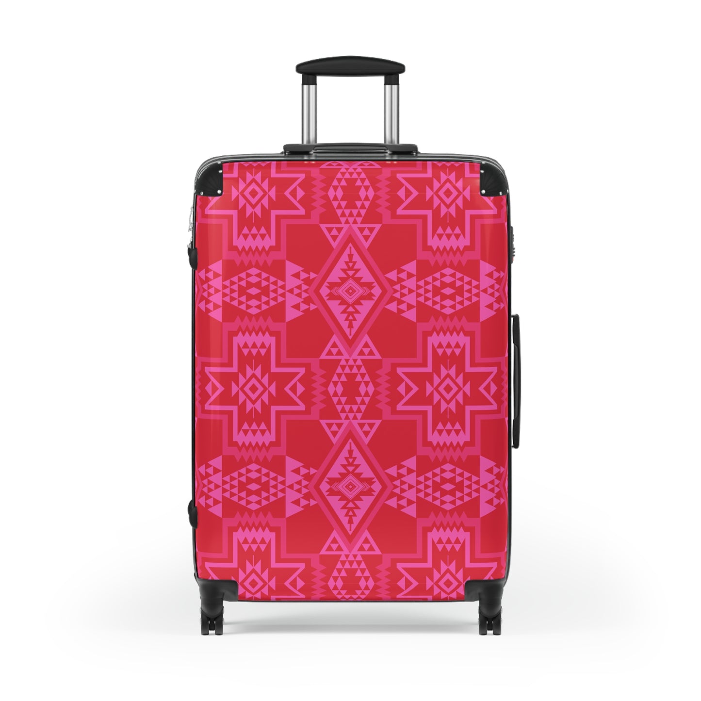 Red & Pink Aztec Geometric Pattern Suitcase | Travel Luggage Cover